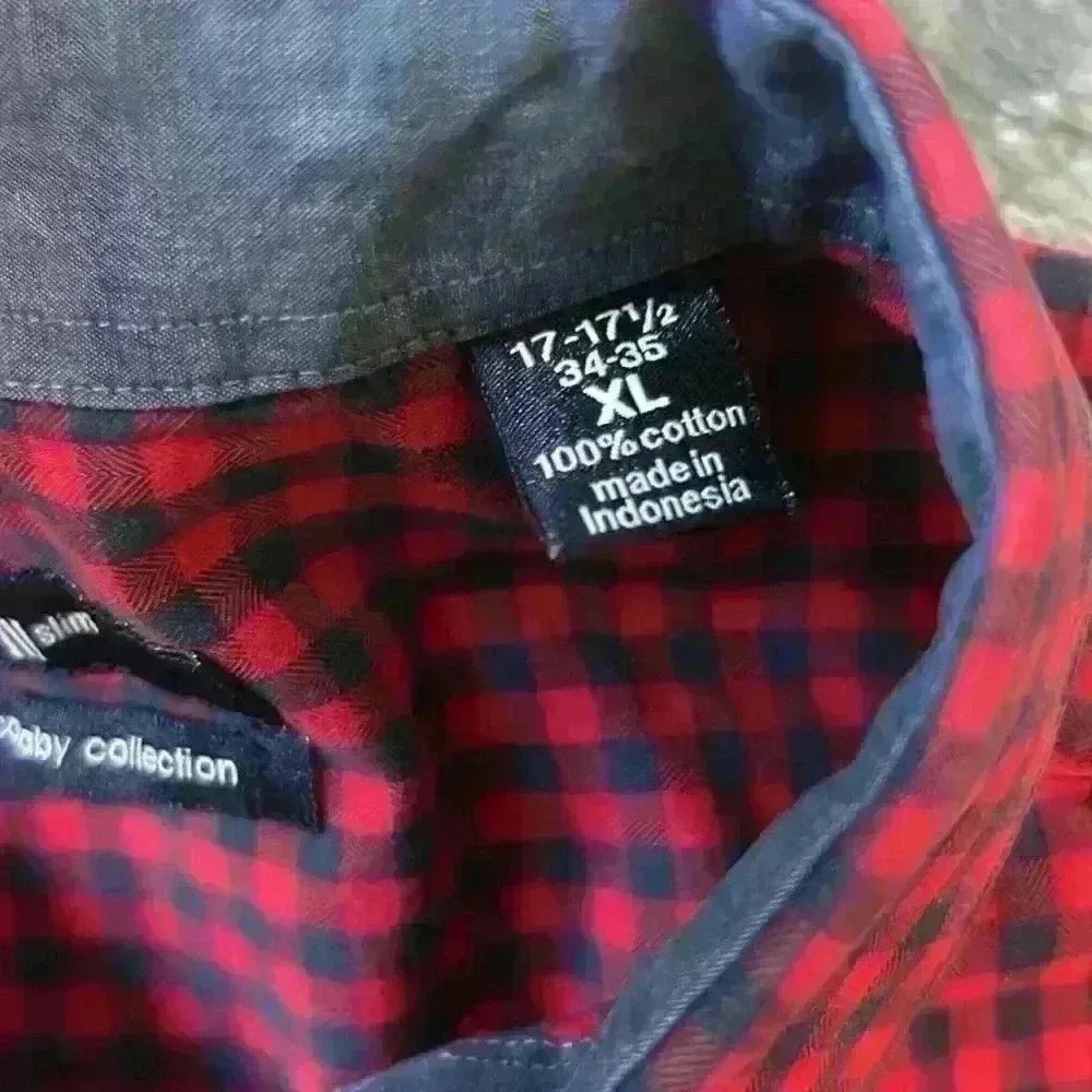 Bar III Red And Blue Checked Slim Fit Shirt - Picture 3 of 4